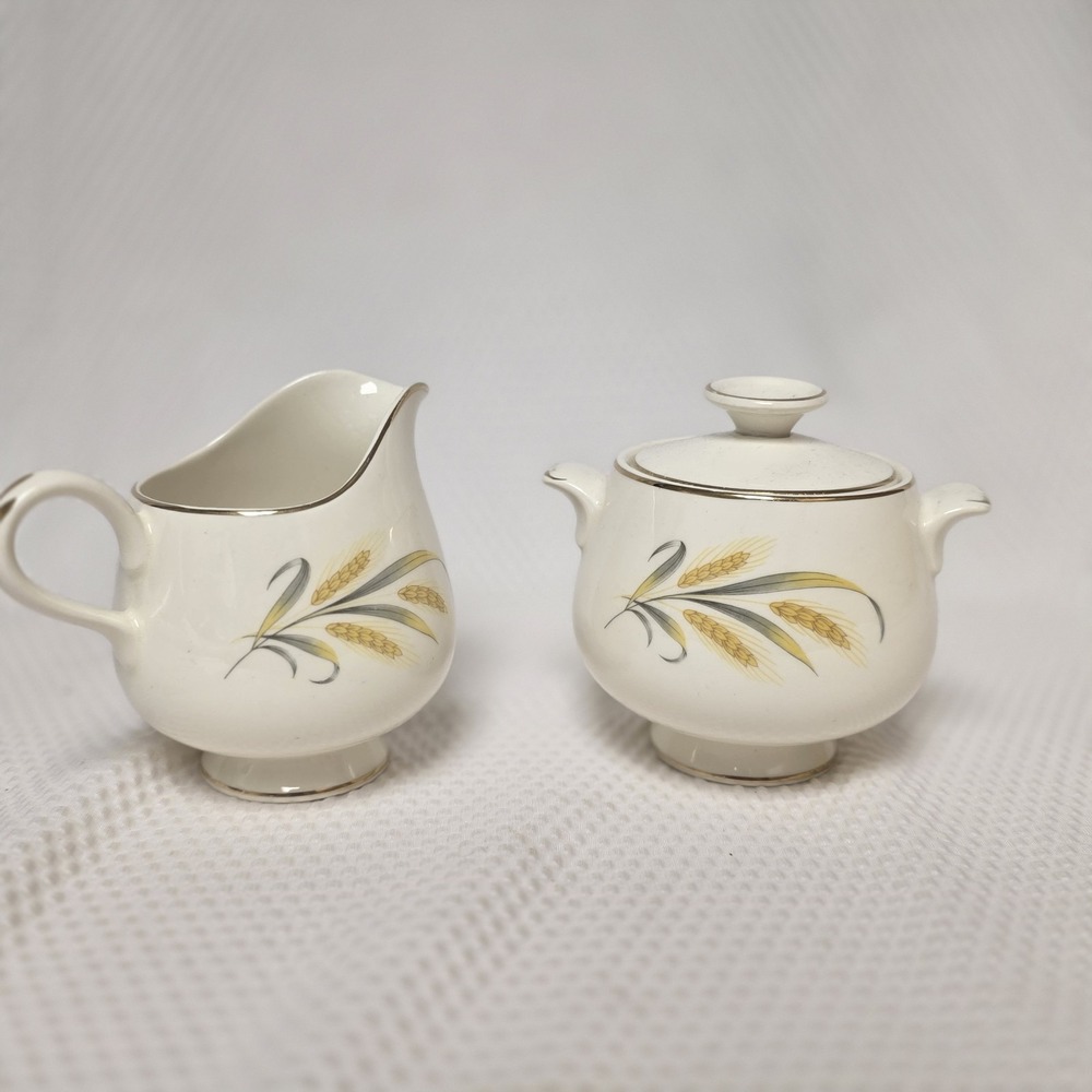 Century Service Autumn Gold Vintage Sugar and Creamer MCM Royal Harvest